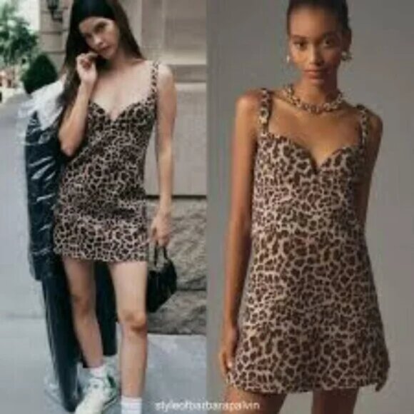 Anthropologie Dhruv Kapoor Leopard Mini Dress l Size Small - Picture 2 of 7